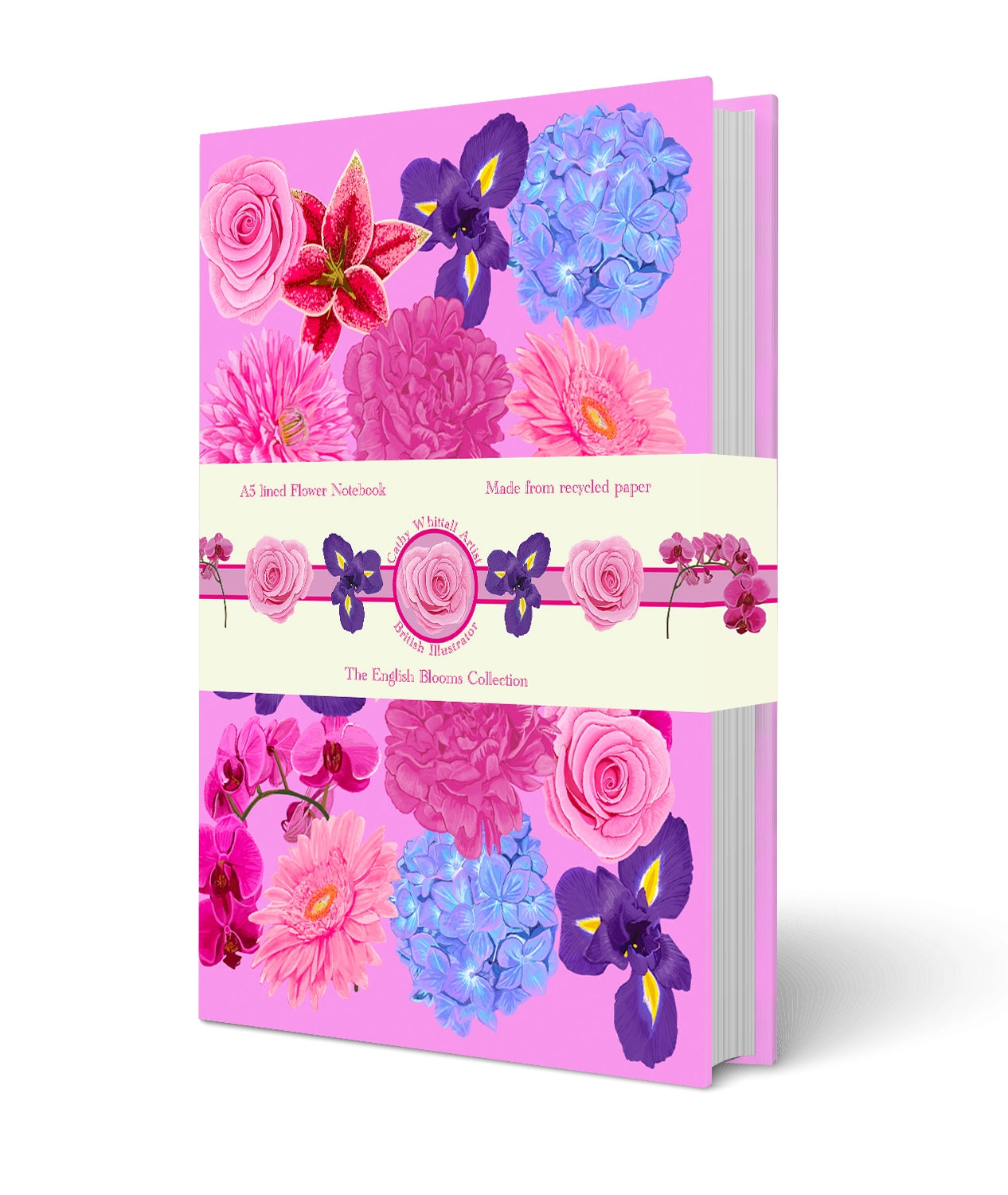 Floral notebook with pink cover 