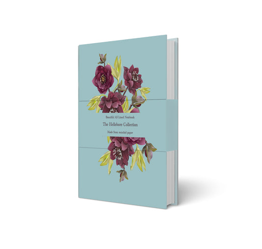A5 floral notebook featuring hellebore illustrations from Cathy Whittall Artist