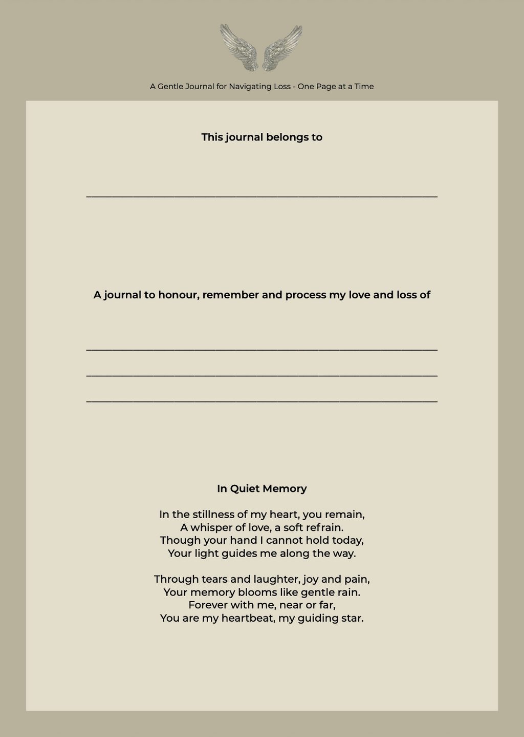 Holding Space for Grief | Bereavement Journal | Instant Download