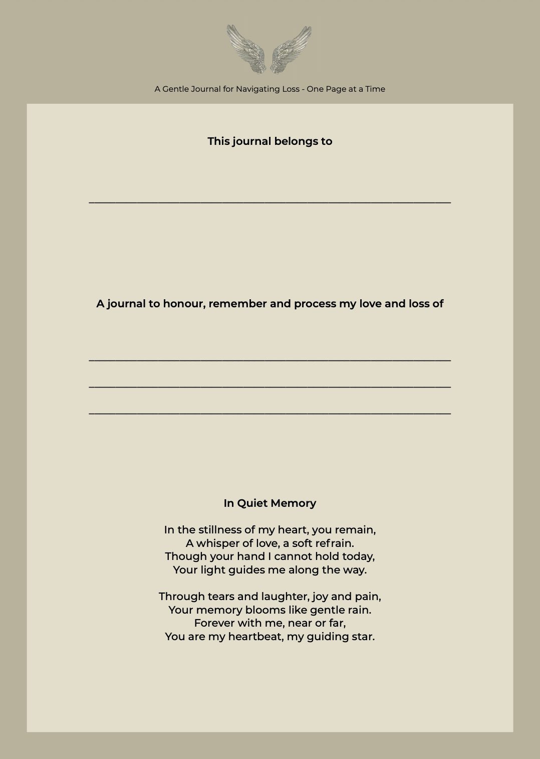 Holding Space for Grief | Bereavement Journal | Instant Download