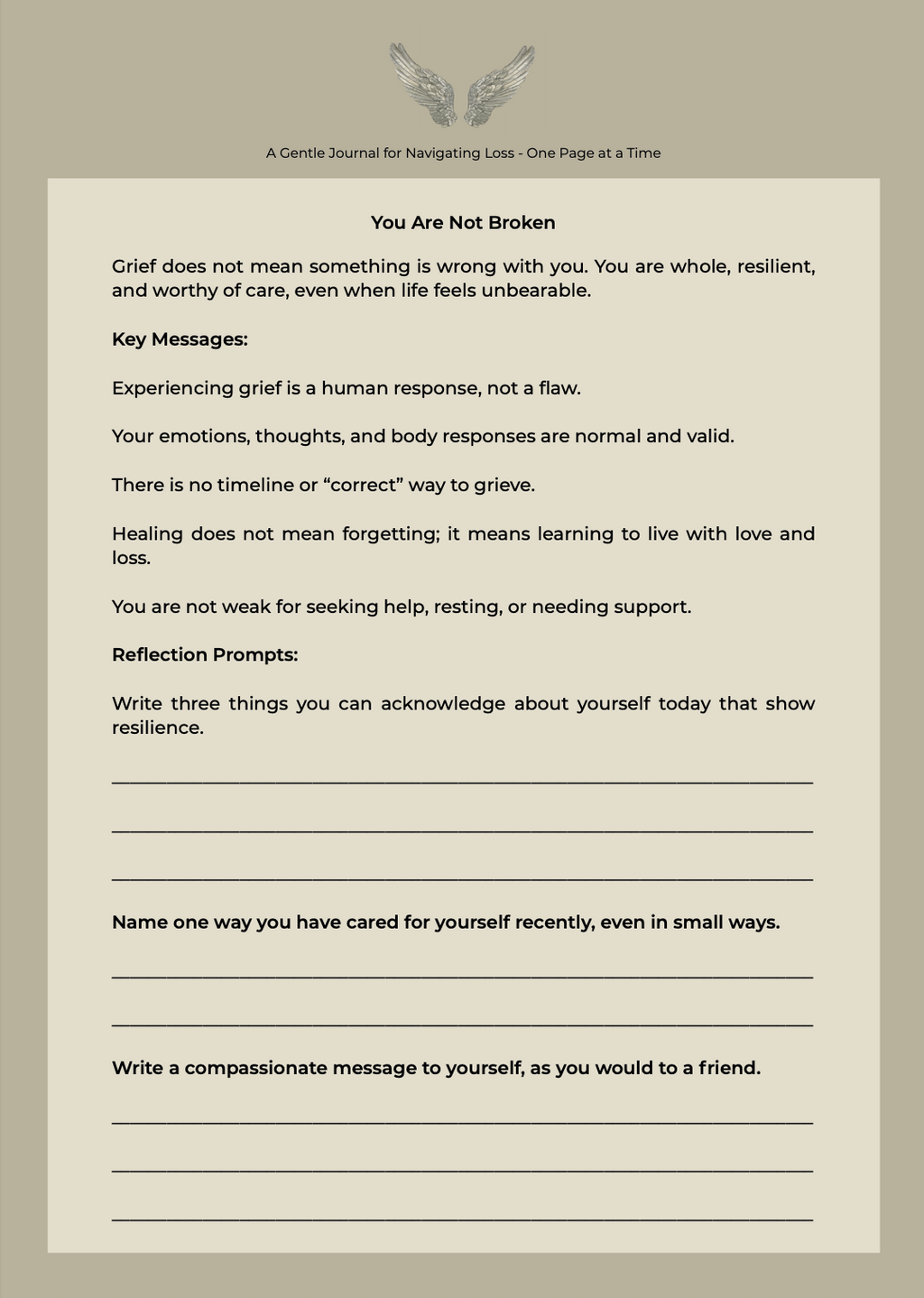 Holding Space for Grief | Bereavement Journal | Instant Download