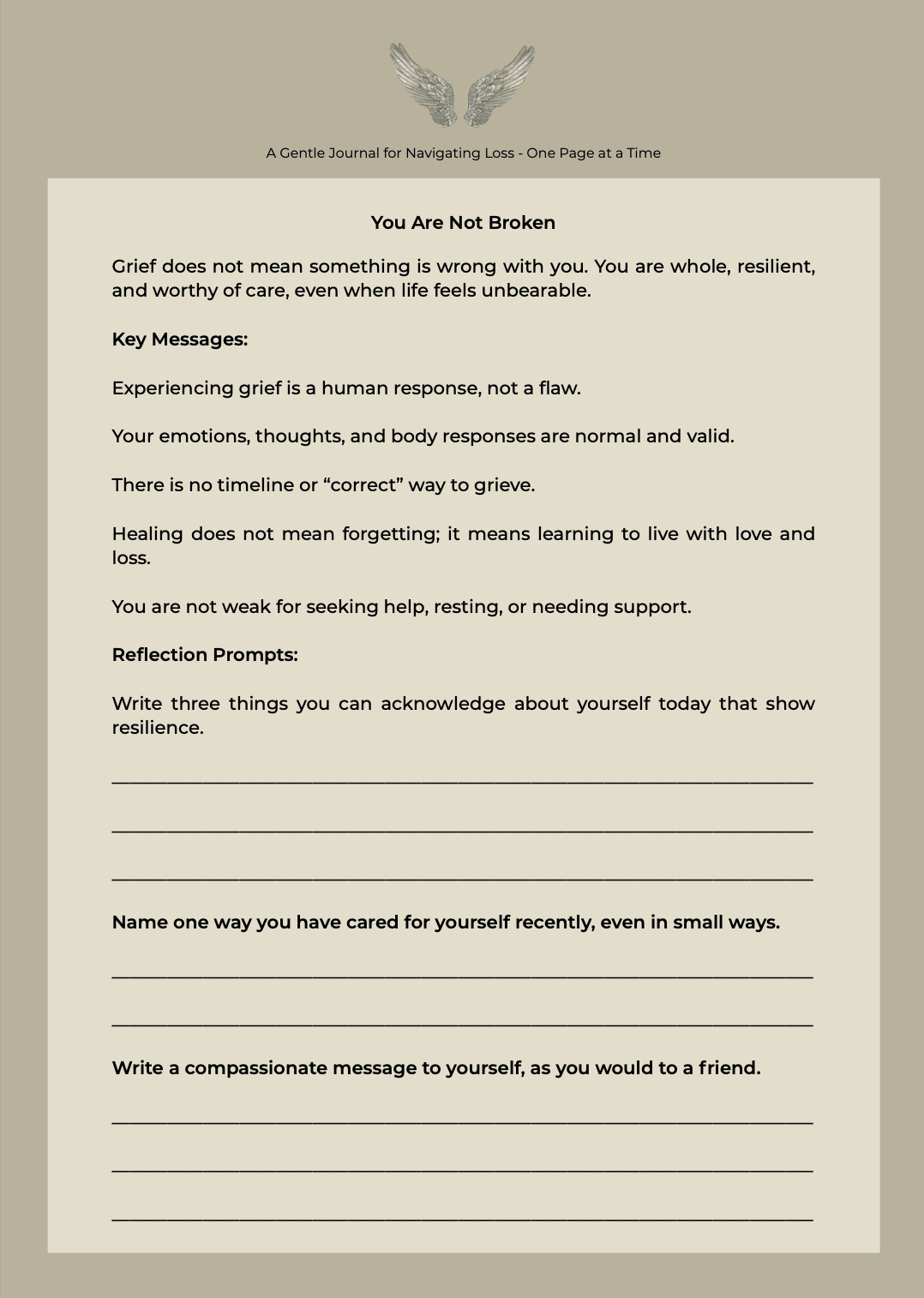 Holding Space for Grief | Bereavement Journal | Instant Download