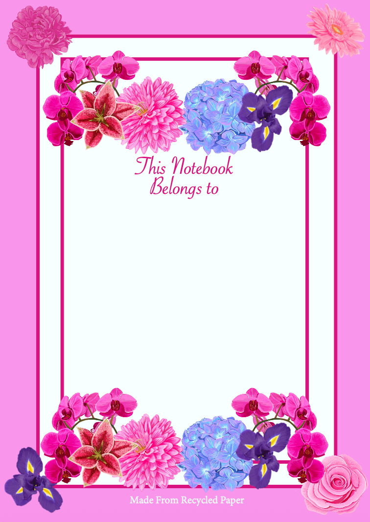 A5 floral notebook illustrated by Cathy Whittall and made from recycled paper