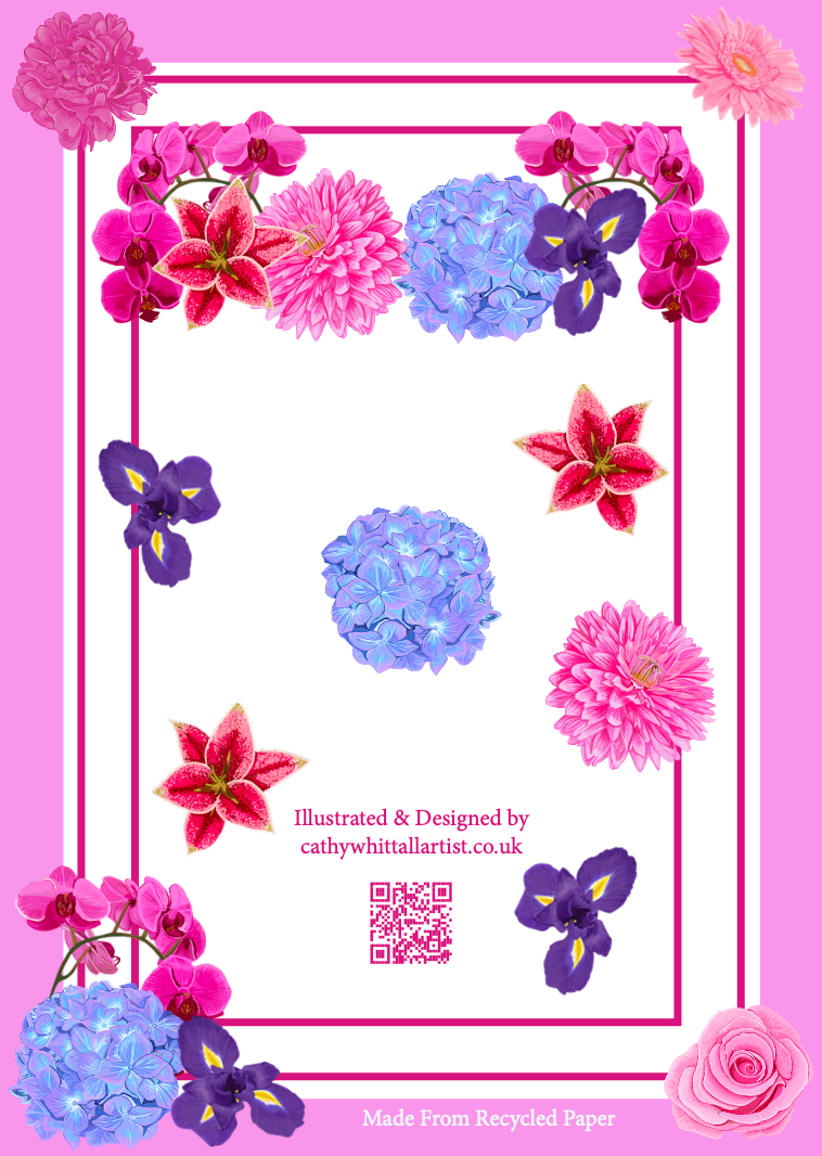 A5 floral notebook illustrated by Cathy Whittall and made from recycled paper