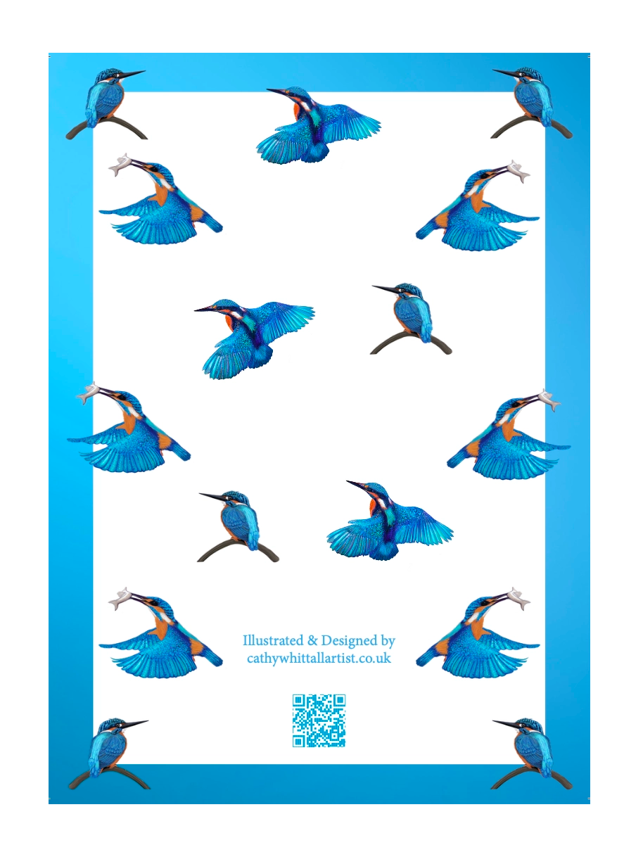 A5 Kingfisher notebook illustrated by Cathy Whittall Artist and made from recycled paper