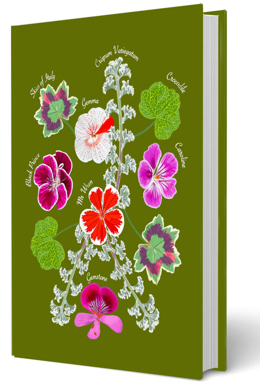 Floral design notebook on a green background
