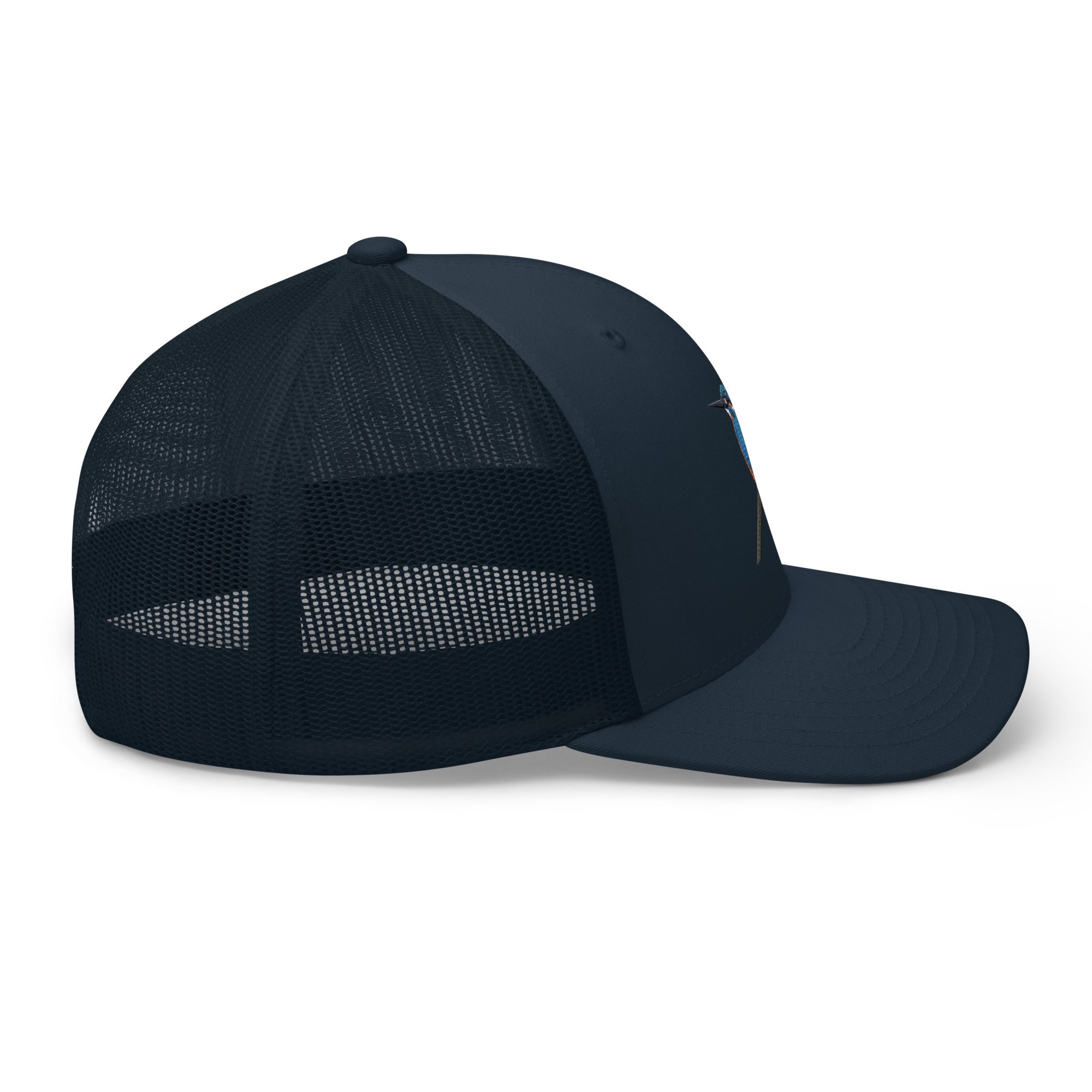 Embroidered Navy Blue Kingfisher Trucker Cap